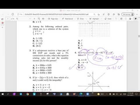 EST MATH test , MARCH 2021 ,Mr.Bayoumy Q 19 we need to find a not b so a=0