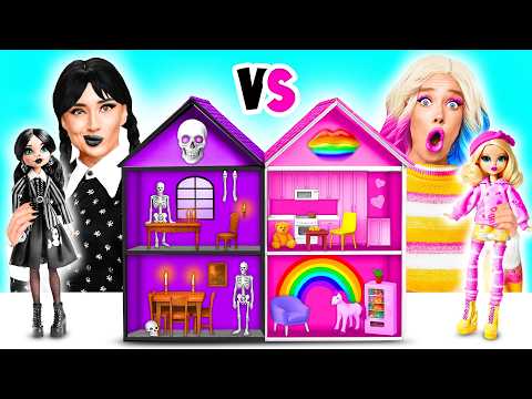 We Build Amazing Doll House | Wednesday vs Enid Challenge by BaRaDa Challenge