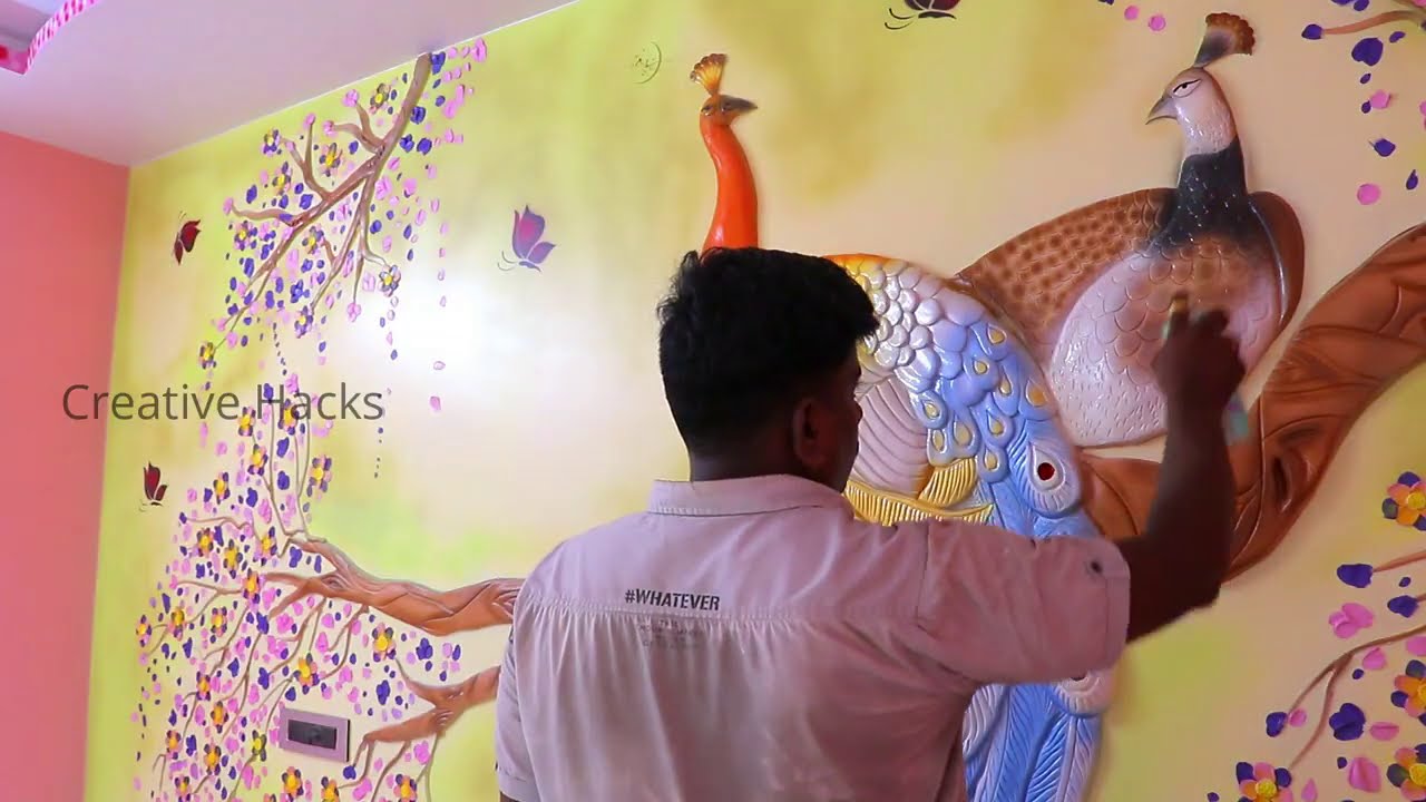 3d peacock mural wall art