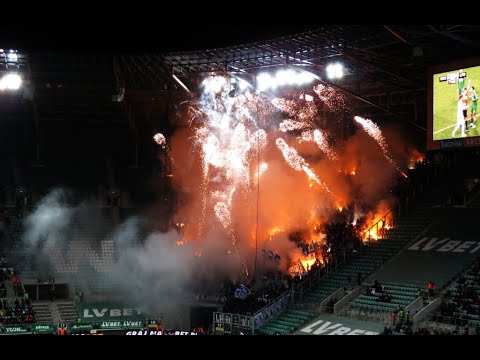 Prawie 2100 kibiców Lecha Poznań z pokazem piro we Wrocławiu / Śląsk Wrocław - Lech Poznań 26.02.23