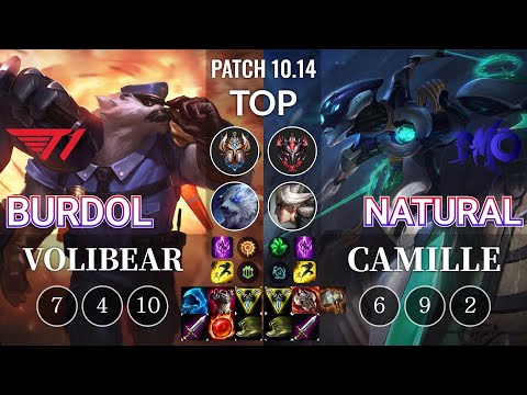 T1 Burdol Volibear vs DMO Natural Camille Top - KR Patch 10.14