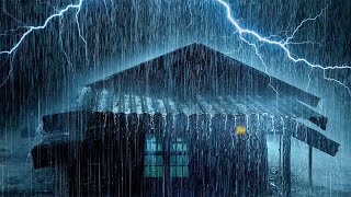 Heavy Thunderstorm Sounds to Sleep Instantly | Terrible Rain on Tin Roof & Intense Thunder at Night