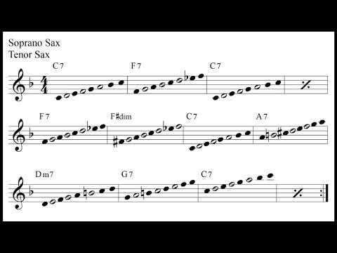How to  Play Sax Medium Blues Backing Track in Bb for Soprano Tenor Sax, Trumpet, Clarinet