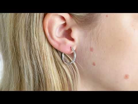 9ct White Gold Twist Design Hoop Earrings - 19mm