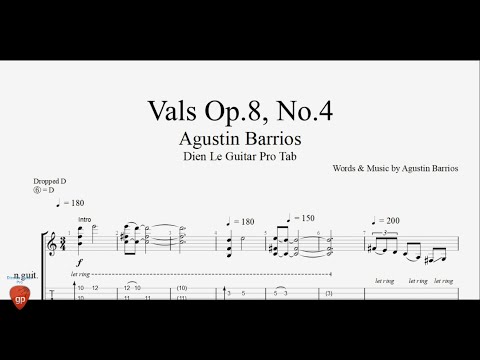 Agustin Barrios - Vals Op.8, No.4 - Guitar Tabs