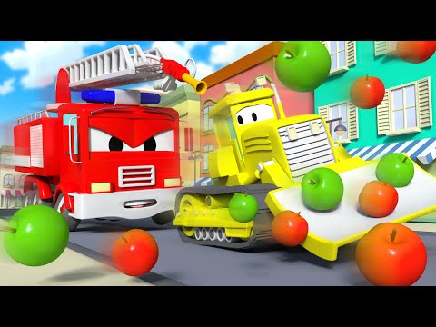 Der Streifenwagen in Autopolis -  Gestohlene Äpfel - Lastwagen Zeichentrickfilme für Kinder 🚓 🚒