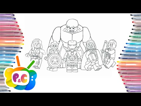 Avengers Lego Coloring Page, Superheroes Coloring Pages Hulk,Thor, Captain America, Iron Man