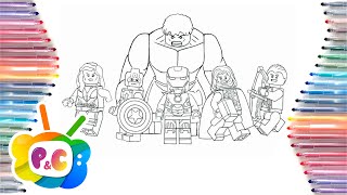 Avengers Lego Coloring Page, Superheroes Coloring Pages Hulk,Thor, Captain America, Iron Man