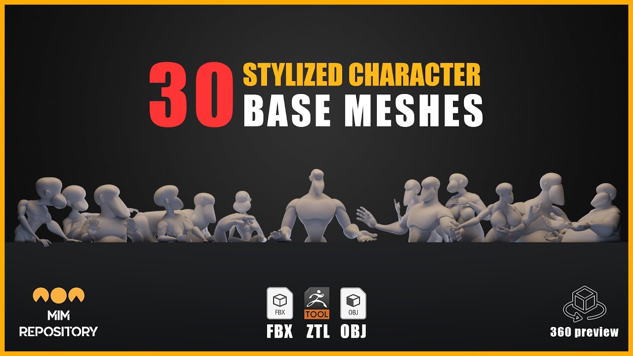 30 Stylized Character Base MeshesVOL 1 3D Model