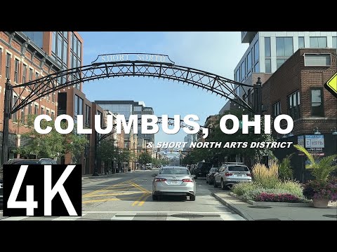 Columbus, Ohio 4K Street Tour  - Driving into Downtown & Short North - High Street near Ohio State U