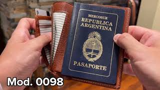 Video de Porta pasaporte simple de cuero vacuno