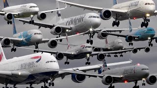 Heathrow Airport Crosswind Landings BA A380 Emirates Qatar Etihad A350
