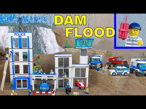 LEGO DAM Breach POLICE STATION - Thief Dynamite - ep 30