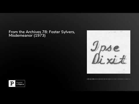 From the Archives 78: Foster Sylvers, Misdemeanor (1973)