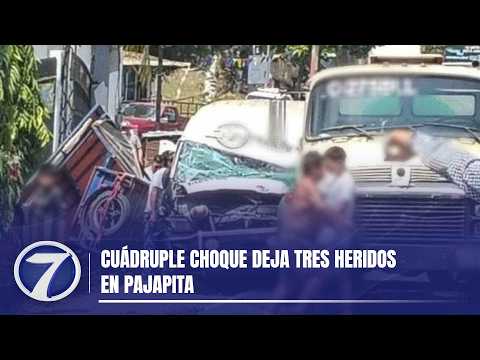Cuádruple choque deja tres heridos en Pajapita