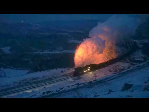 Fire sparks of Steam in Sandaoling Coal Mine Railway China Dec 2016