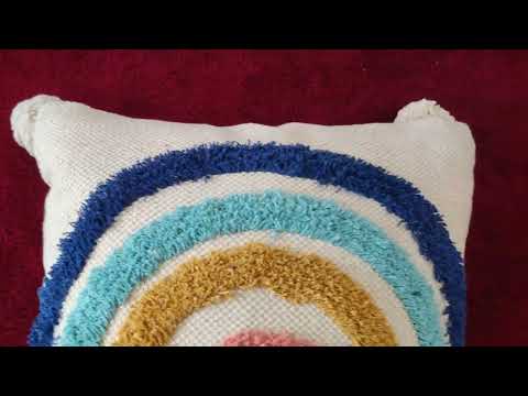 Embroidery 16x16 blue handloom cushion cover set, size: 24 x...