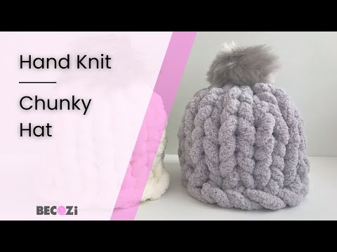 HAND KNIT A CHUNKY HAT/BEANIE HAT