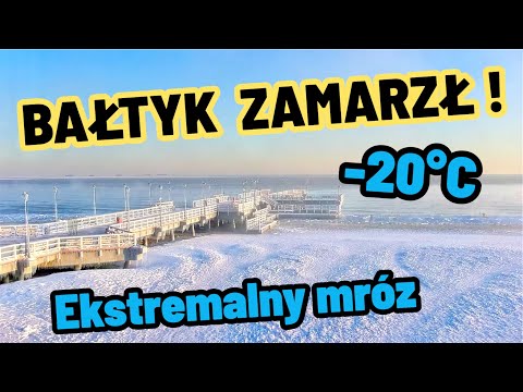BAŁTYK ZAMARZŁ! 🧊 Ekstremalny mróz -20°C na plaży w Gdańsku Brzeźnie!