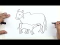 How to draw Cow and Calf easy