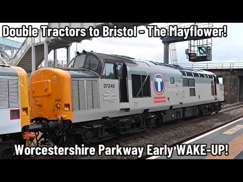 The Mayflower Railtour – Class 37s 37240 & 37418 at Worcestershire Parkway + 66660 at Cheltenham Spa
