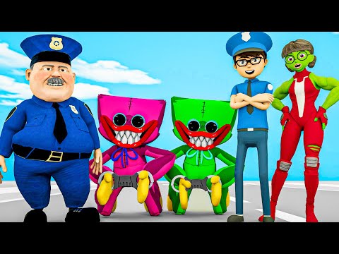 Nick Police Chase Huggy Wuggy Bank Robbery - Tani SheHulk vs Huggy Wuggy Couple | KjraToons Ep.19