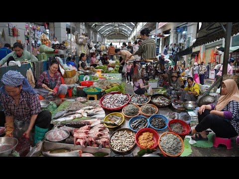 Compilation Food Market In Cambodia - Daily Activities Of Vendors Selling Some Food In Market