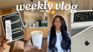VLOG |New iPad and MacBook, doing a quick weave, trying heatless curls, cream pasta recipe.