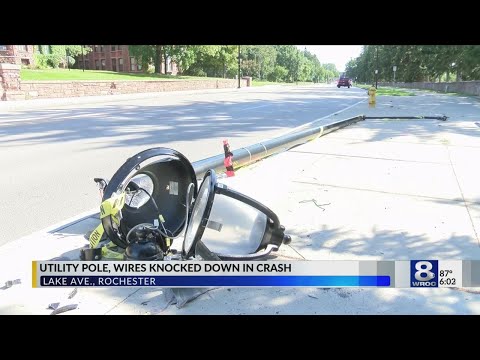 Rochester driver takes down pole in crash on Lake Avenue