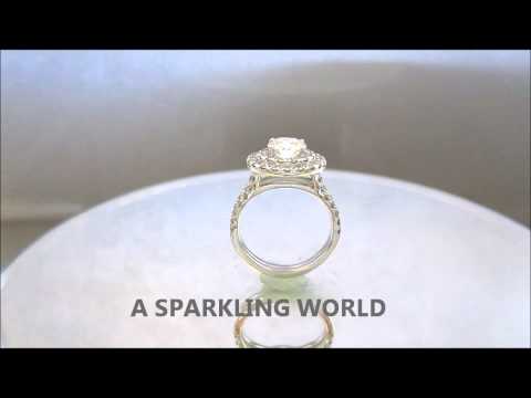 18K WHITE GOLD ROUND CUT DIAMOND ENGAGEMENT RING SPLIT BAND HALO 1.80CTW - ASW - 383