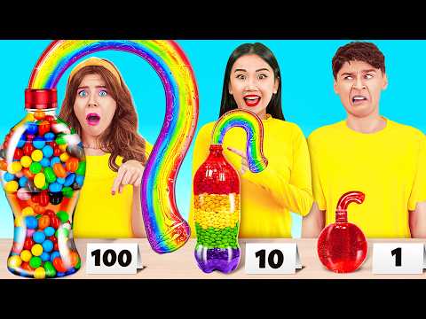100 Layers of Food Challenge 🌈 Amazing Jelly Bottle Hacks and Rainbow Receipts by 123 GO!