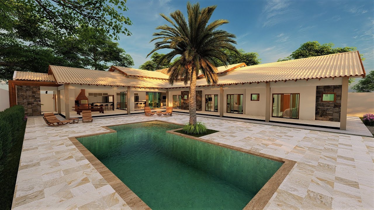 CASA MODELO EM L COM 4 SUITES
