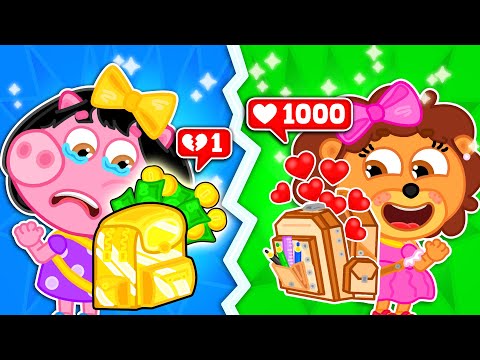 Pequeño Leon | Mochila dorada y mochila pobre | Dibujos animados | Video Para Niños