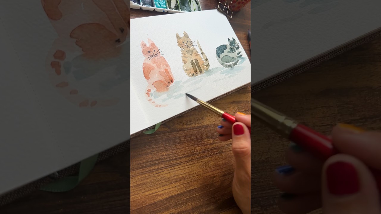 How to paint cute watercolor cats for beginners