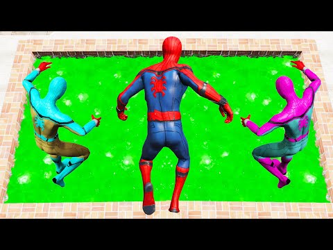 GTA 5 Rainbow Spiderman Jumping Into Toxic Pool (Ragdolls/Euphoria Physics) #6