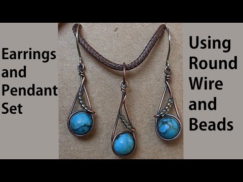 Simple Beginner Earrings and Pendant Jewelry Set Bead Wire Wrapping Tutorial