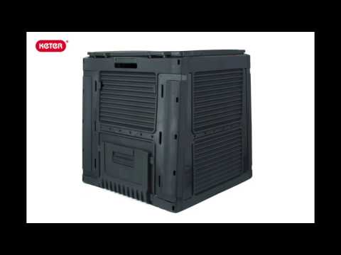 Компостер для дачи 470 л E-Composter W/Base 79 см черный пластиковый с крышкой - фото 1 - id-p2264949160