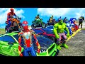 Cars And Spider Man SPIDERMAN TEAM On SUPER Cars Parkour Obstacles With Superheroes