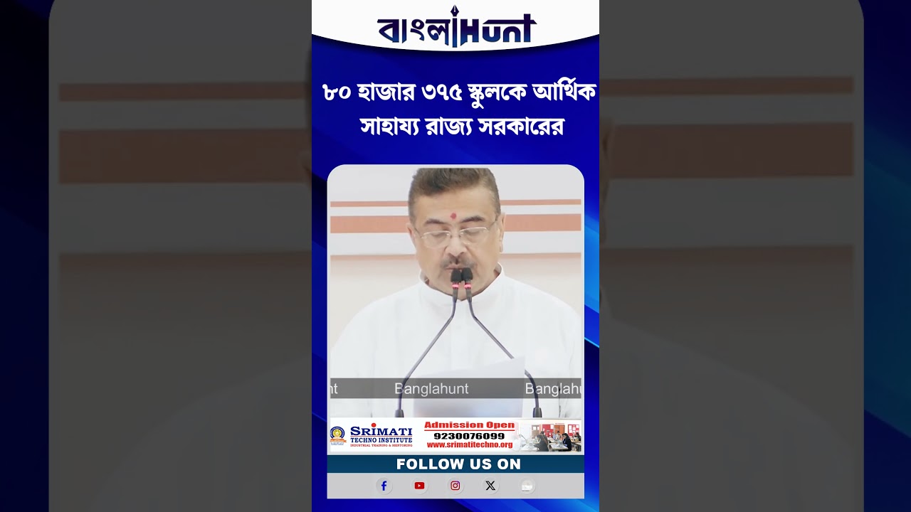 ৮০ হাজার ৩৭৫ স্কুলকে আর্থিক সাহায্য় রাজ্য সরকারের