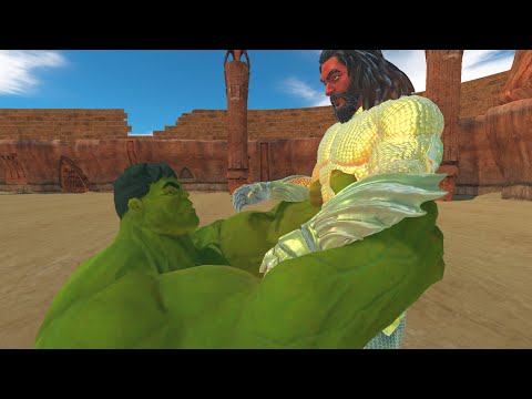 AQUAMAN and HULK Fight In The Mortal Arena - Animal Revolt Battle Simulator