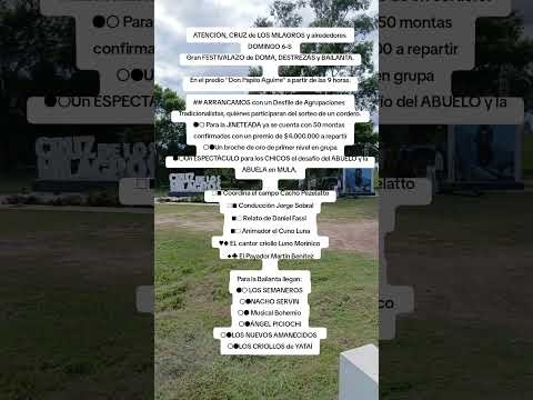 Domingo 6-S Gran FESTIVALAZO de DOMA y BAILANTA en Cruz de los Milagros inicia 9Hs
