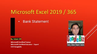Microsoft Excel 2019 / 365 Bank Statement