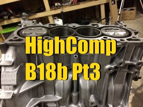 B18b Pistons & Rods Installed In Block