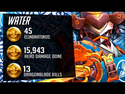 Water Most INSANE Genji main! 45 elims! POTG! [ Overwatch Season 35 Top 500 ]