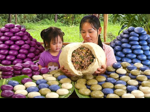 How to Make Colorful Peanut Sticky Rice Cakes with Happy Family - Traditional Recipe for Market