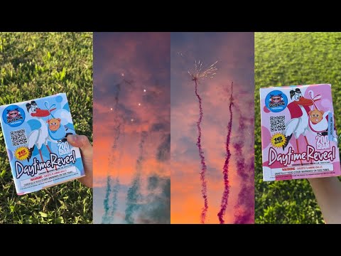 Daytime Gender Reveal (Blue & Pink Smoke Tails) 16 shots, 200G, Sky Bacon Fireworks MS469B+MS469P