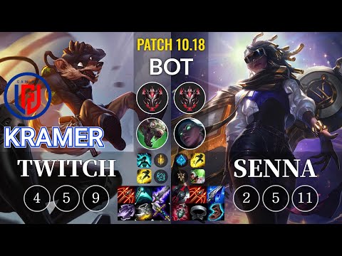 LGD Kramer Twitch vs Senna Bot - KR Patch 10.18