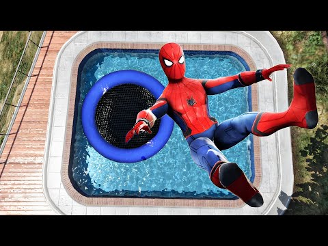 GTA 5 Ragdoll Spiderman Jumping Into Pool (Euphoria Physics/Ragdolls) #26