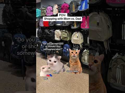 CAT MEMES 🐱Shopping with Mom vs. Dad #catmemes #relatable #relationship