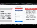 User Registration Form Sign Up With Validation Using PHP With MySQL Database In Hindi In 2020